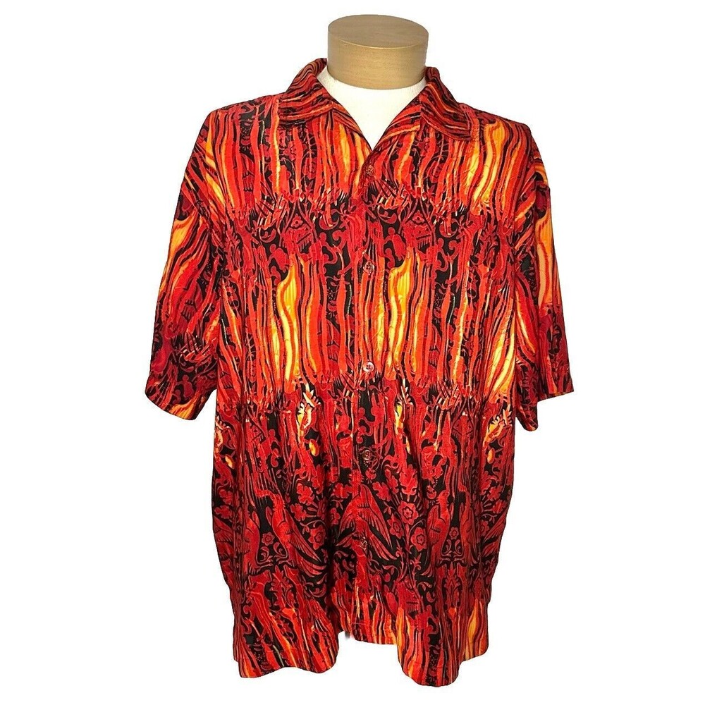 Vintage Y2K  Button Up Guy Fieri Style Tribal/ Flames Shirt